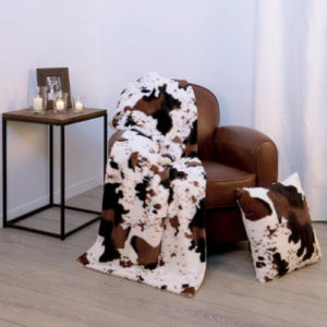 Koeienprint Fleece deken/fleeceplaid wit/bruin - Bankdeken - Fleece deken - Fleece plaid