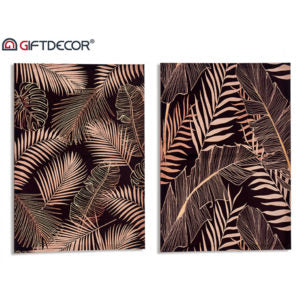 Canvas Palmbomen bladeren - Set van 2 - Wanddecoratie palmbladeren - Wanddecoratie