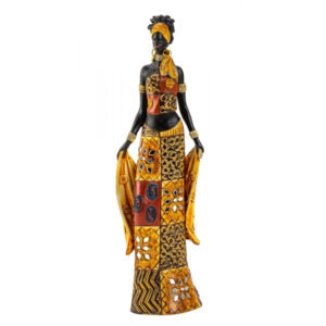Beeld Afrikaanse Vrouw – Kleurrijke Kleding - Culturele Pracht in Detail - Set van 2