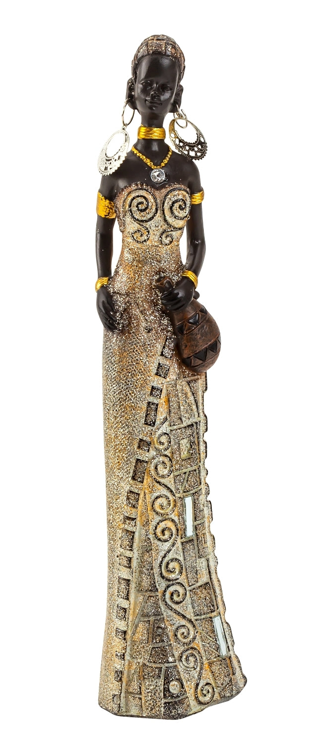 Decoratief beeld Afrikaanse vrouw met Kannetje– 24 cm – Etnisch & stijlvol