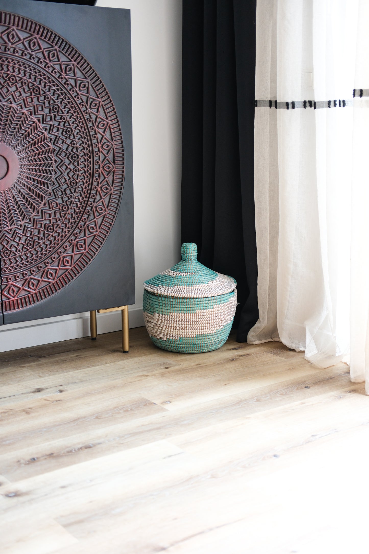 Teng Turquoise opbergmand - Handgemaakt – Decoratief & Functioneel
