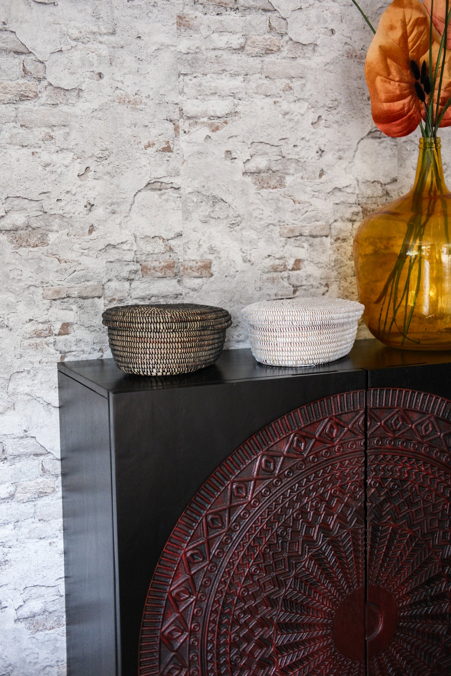 Handgemaakt ovaal wit opbergmandje met deksel – 35x25x12 cm – Decoratief & praktisch – Boho stijl