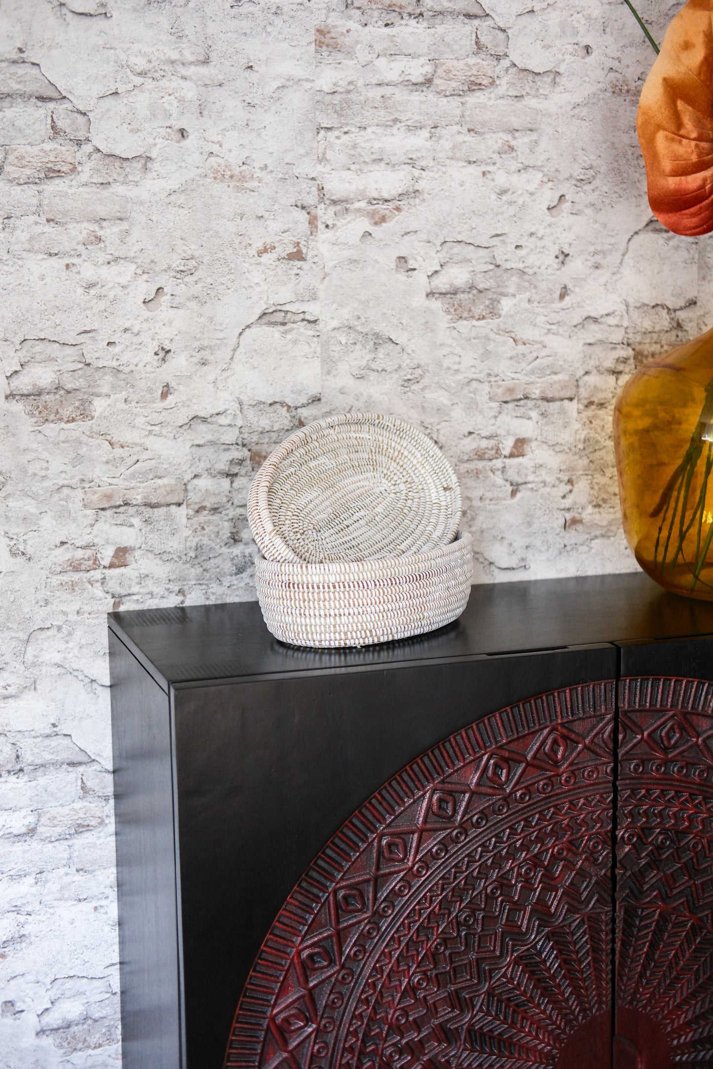 Handgemaakt ovaal wit opbergmandje met deksel – 35x25x12 cm – Decoratief & praktisch – Boho stijl
