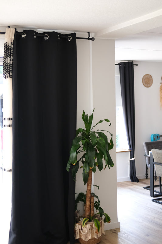 Atmosphera - Zwarte Kant en klaar Gordijn - 260x140