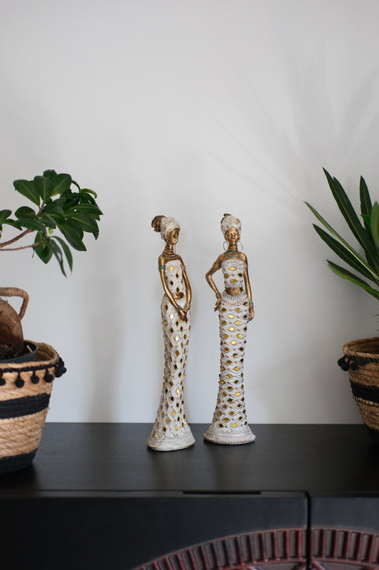 Beeld Afrikaanse Vrouw – Goud - Elegant Cultureel- Set van 2 beelden