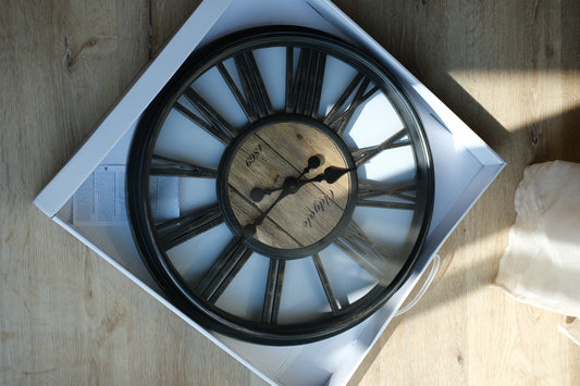 Atmosphera - Wandklok - Klok - 45cm - Zwart - Houtlook - Industrieel