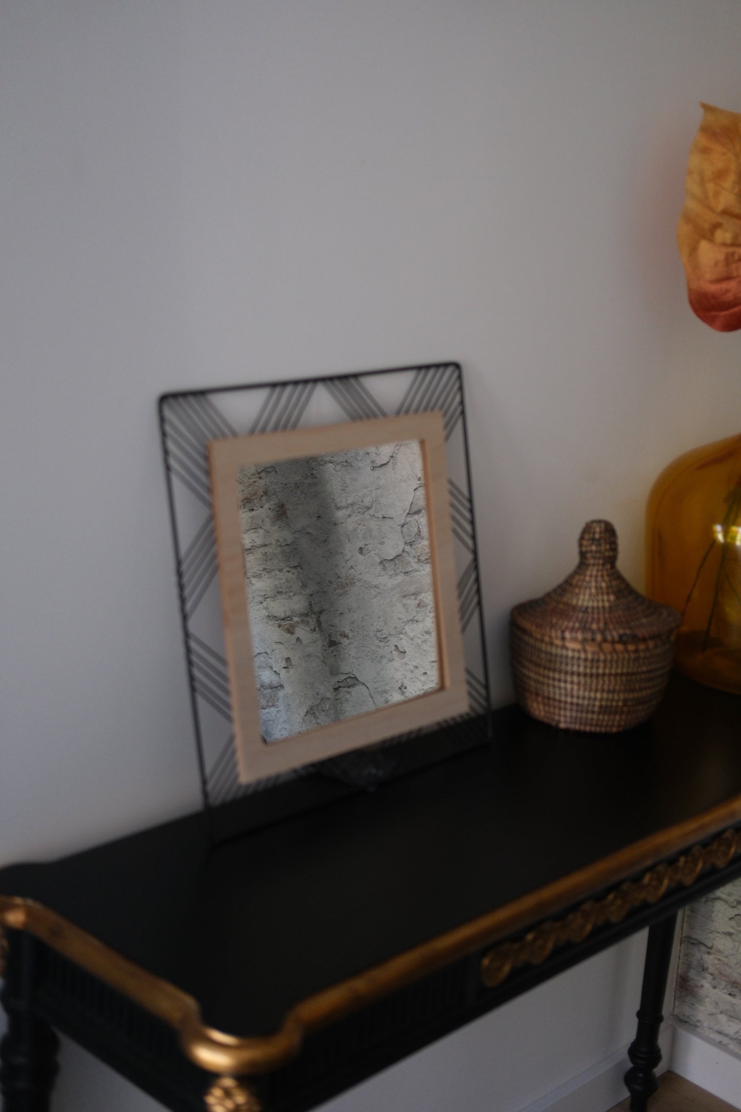 Atmosphera vierkante wandspiegel bohemian -Vierkant- Zwart - Dia 45cm