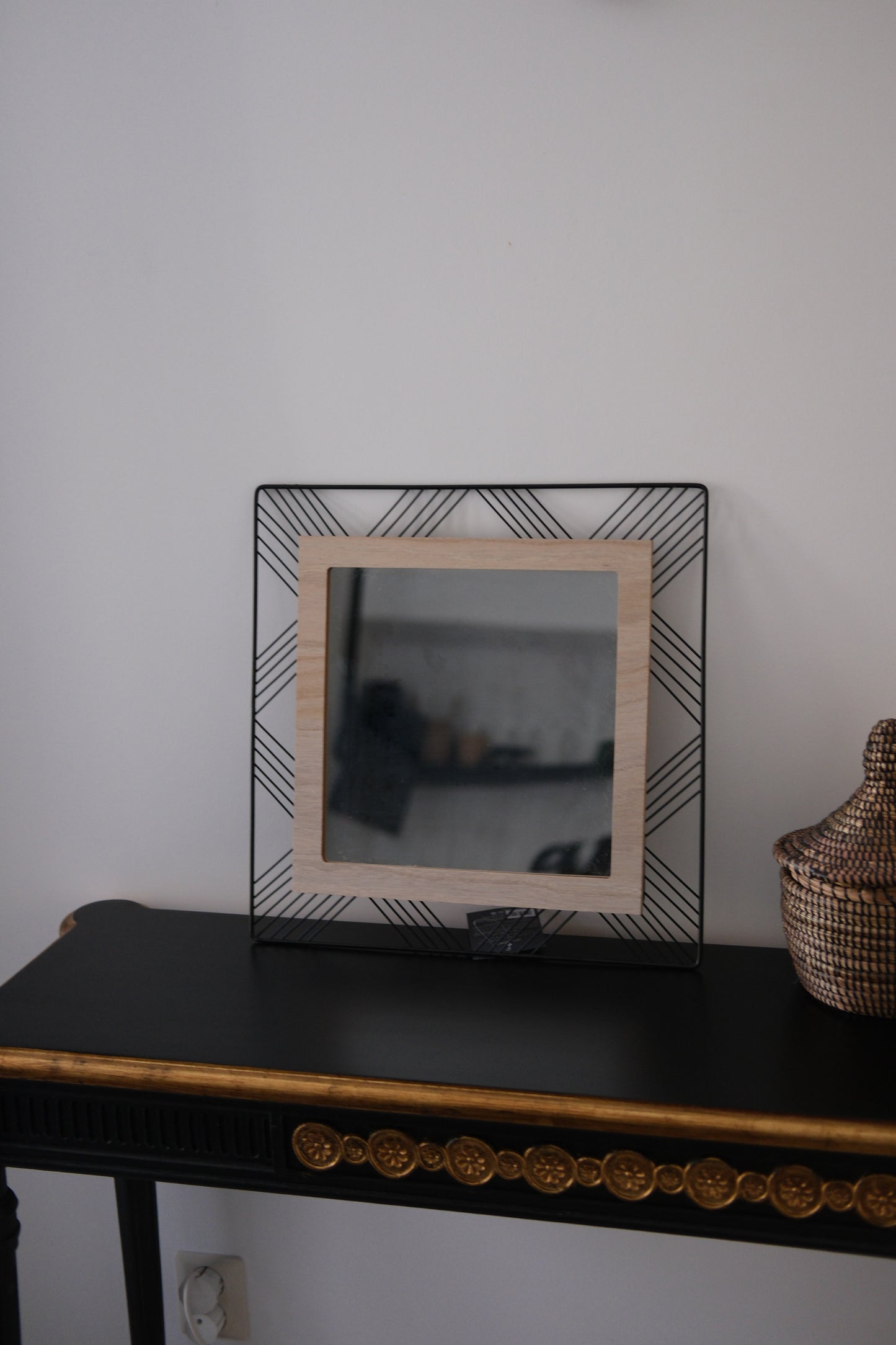Atmosphera vierkante wandspiegel bohemian -Vierkant- Zwart - Dia 45cm