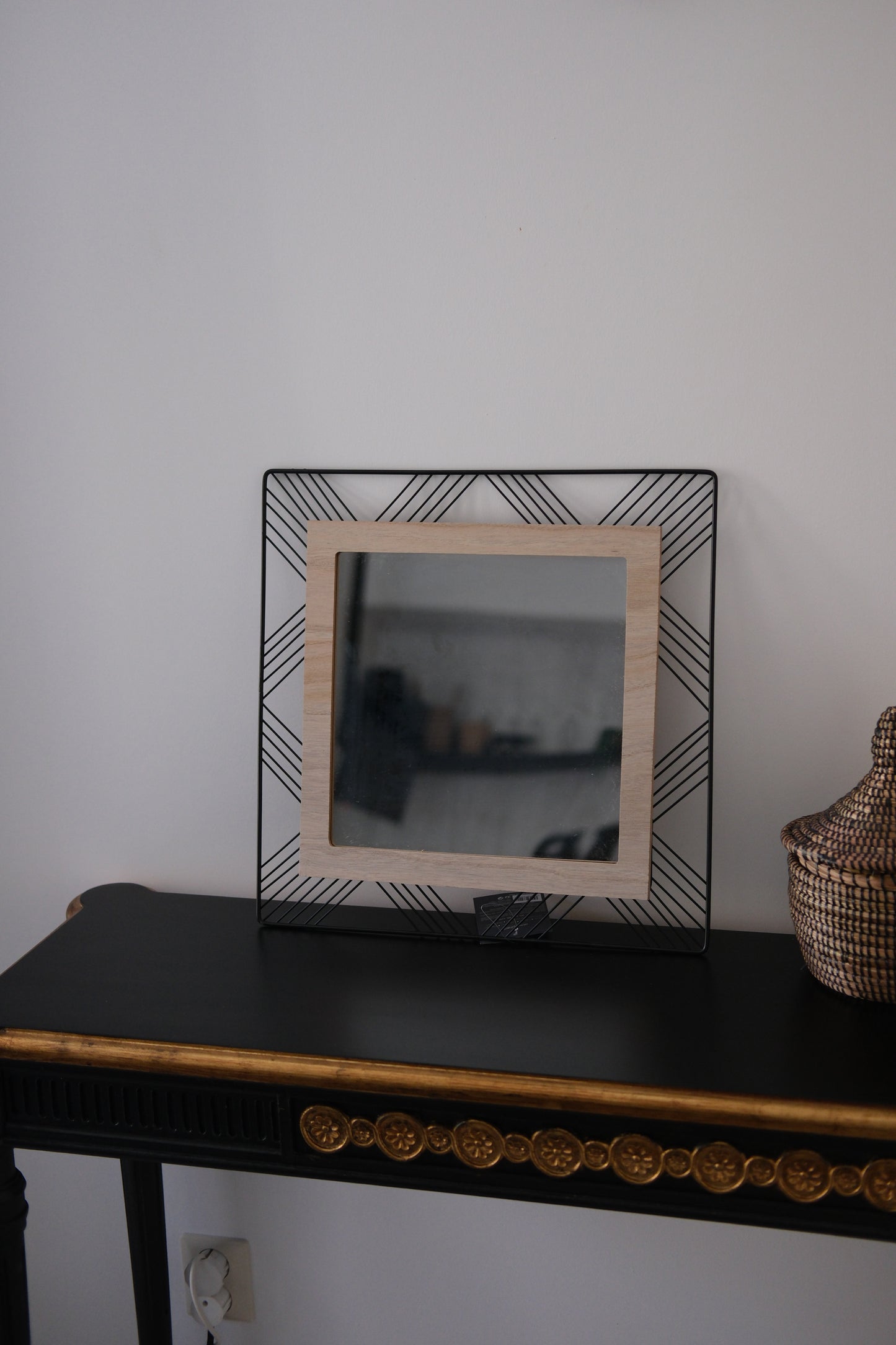 Atmosphera vierkante wandspiegel bohemian -Vierkant- Zwart - Dia 45cm