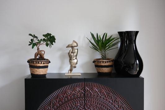 Sculptuur - Beeld - "Silence" - Goud - Decoratief Figuur - Mens / H 33 cm