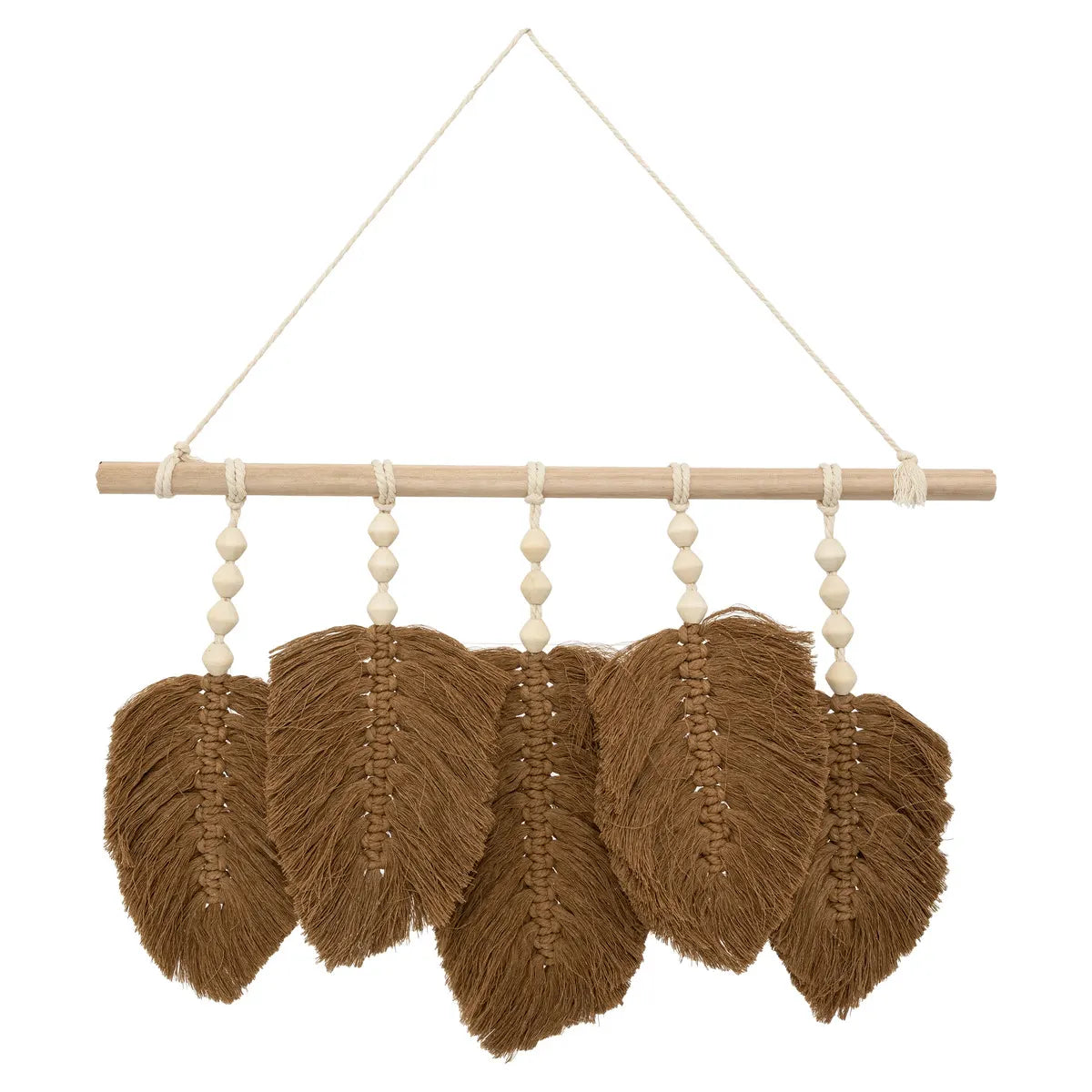 Wanddecoratie bladeren Odina hout- stof L58cm