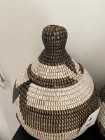 Dhah opbergmand bruin-wit met deksel