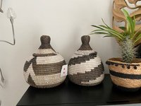 Dhah opbergmand bruin-wit met deksel