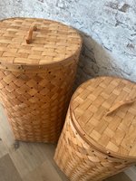 Set van 2 Houten Wasmanden – Opbergmanden met Deksel – Melvin