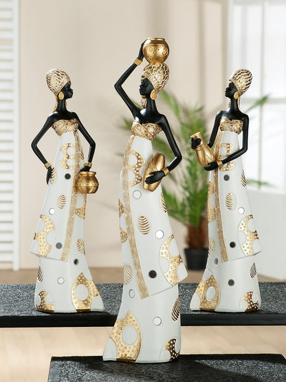 2 Decoratie beelden Afrikaanse vrouw "Mara"- Stijlvolle figuren - Set van 2