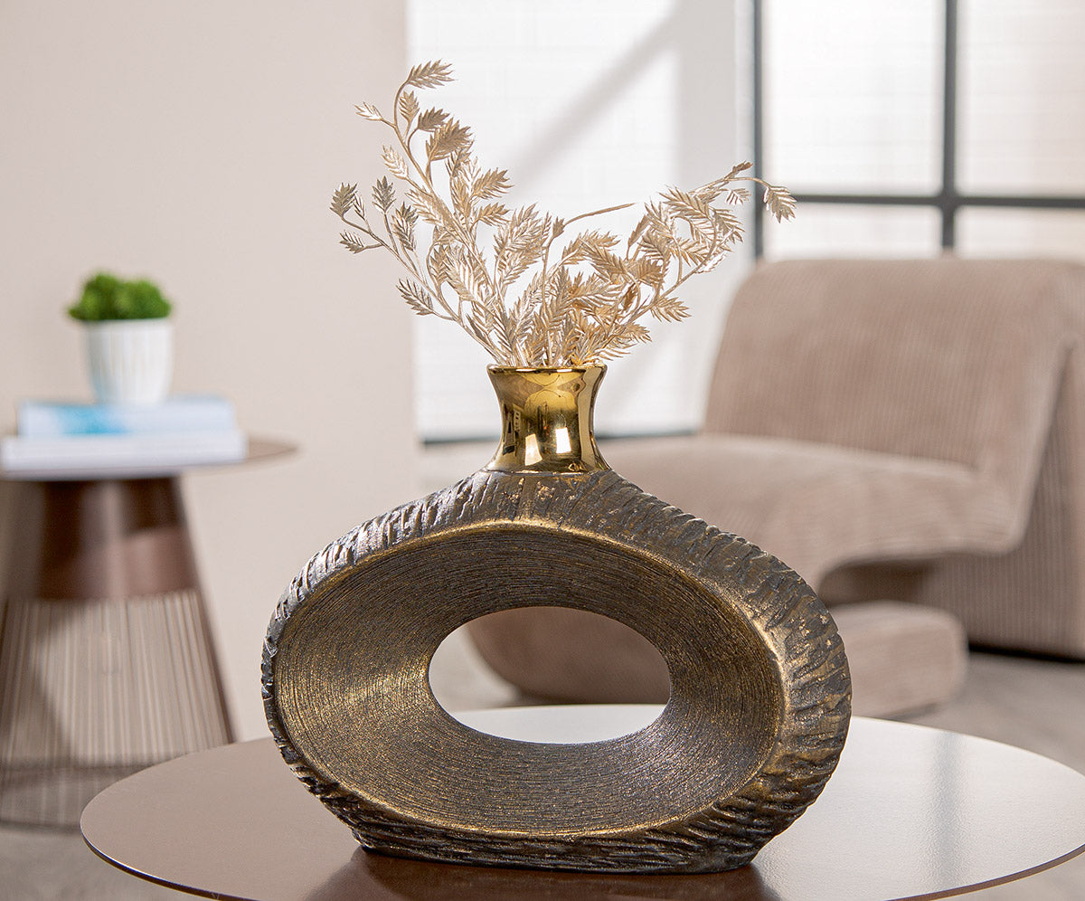 Vaas Faro I - Keramische vaas - Oud goud