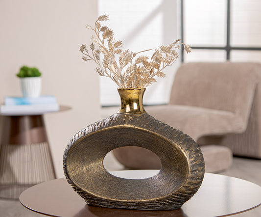 Vaas Faro I - Keramische vaas - Oud goud