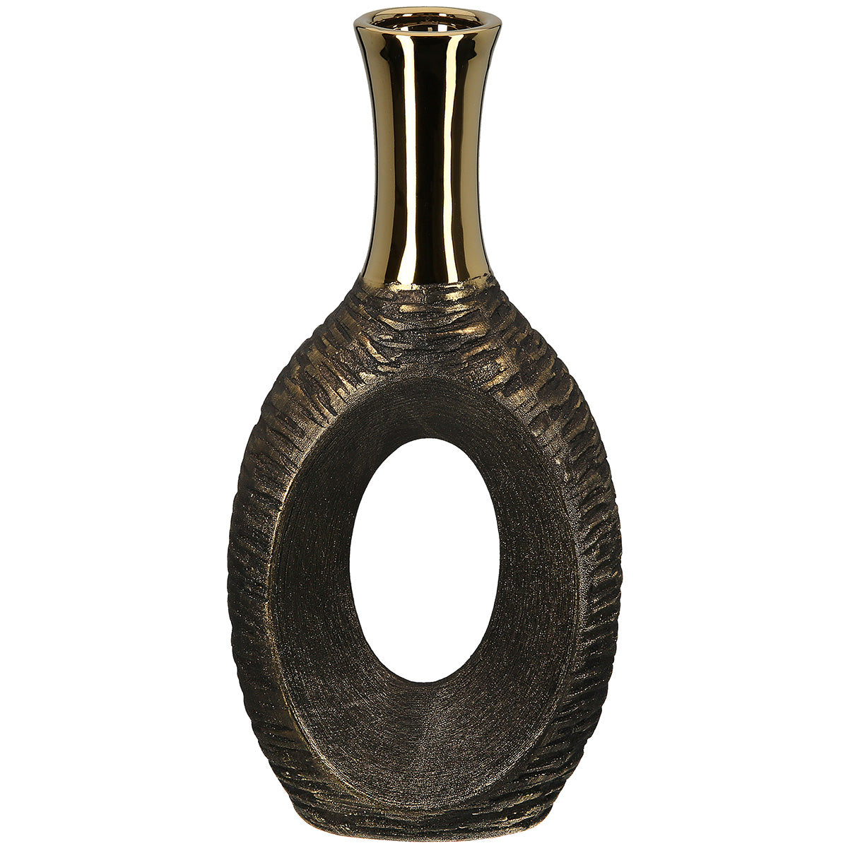 Vaas Faro II - Groot-Keramische vaas - Oud goud - Hoogte 40cm