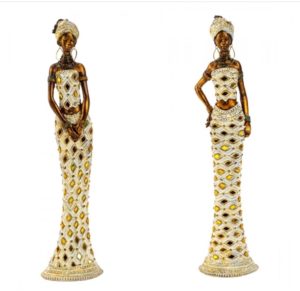 Beeld Afrikaanse Vrouw – Goud - Elegant Cultureel- Set van 2 beelden