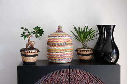 Hamper Vrolijke kleuren Opbergmand met Deksel – Decoratieve Mand - Handgemaakt
