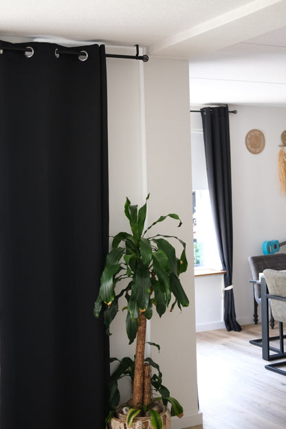Atmosphera - Zwarte Kant en klaar Gordijn - 260x140