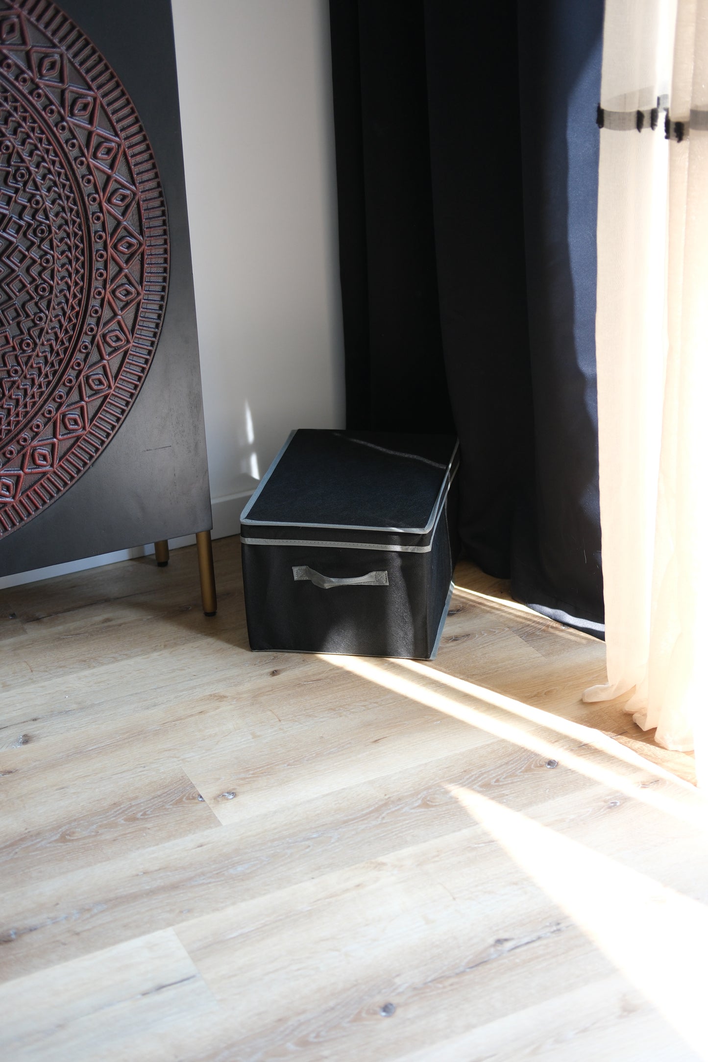 Opbergdoos zwart - Opbergmand met deksel - 40x30x24 cm - Opbergdoos