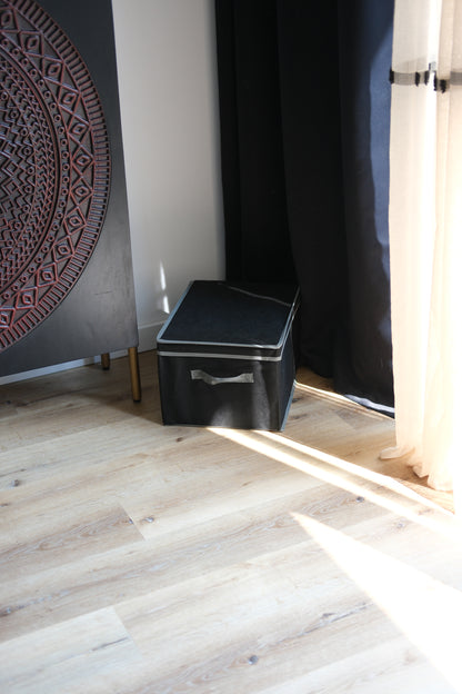Opbergdoos zwart - Opbergmand met deksel - 40x30x24 cm - Opbergdoos