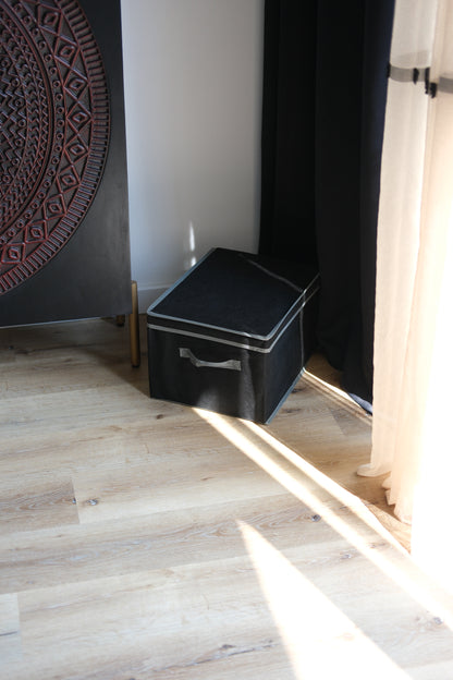 Opbergdoos zwart - Opbergmand met deksel - 40x30x24 cm - Opbergdoos