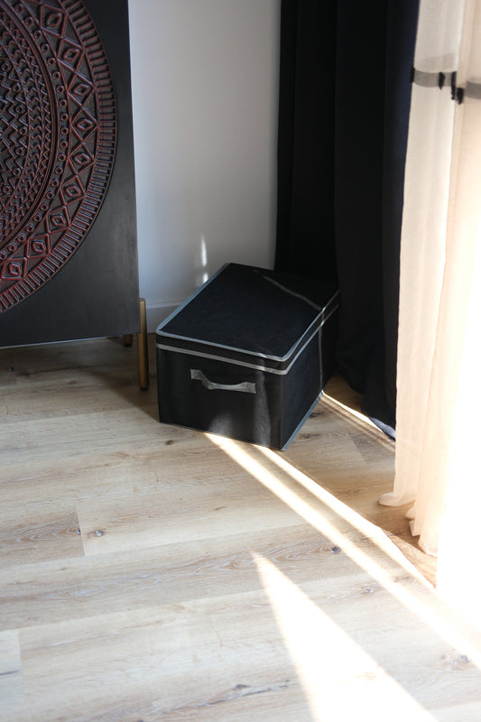 Opbergdoos zwart - Opbergmand met deksel - 40x30x24 cm - Opbergdoos