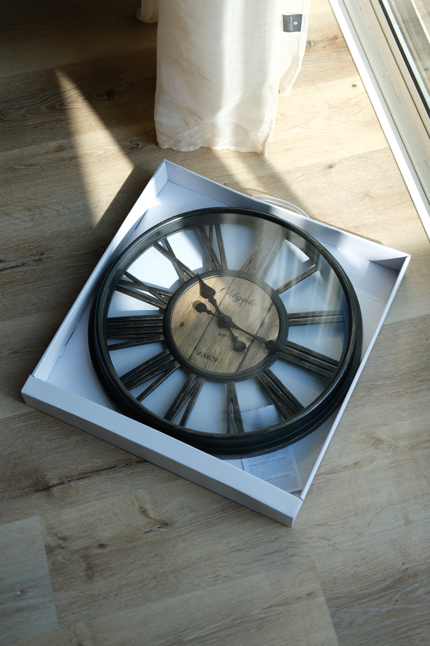 Atmosphera - Wandklok - Klok - 45cm - Zwart - Houtlook - Industrieel