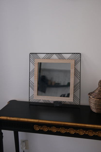 Atmosphera vierkante wandspiegel bohemian -Vierkant- Zwart - Dia 45cm