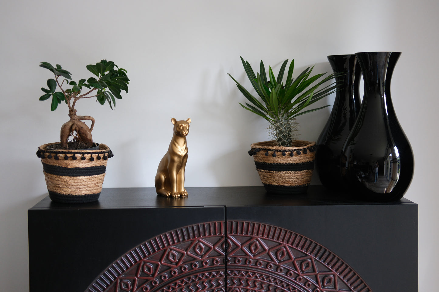 Goudkleuring panter beeld - Decoratief Beeld  - Polyresin - Hoogte 23cm