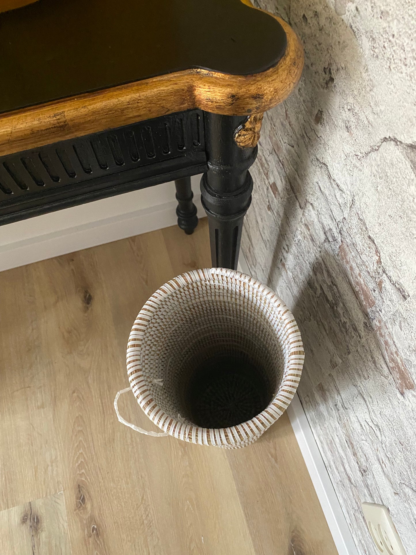 Koker mand van riet - Wc rolletjes mand - Hoogte 48cm