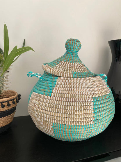 Bol turquoise opbergmand-handgemaakt