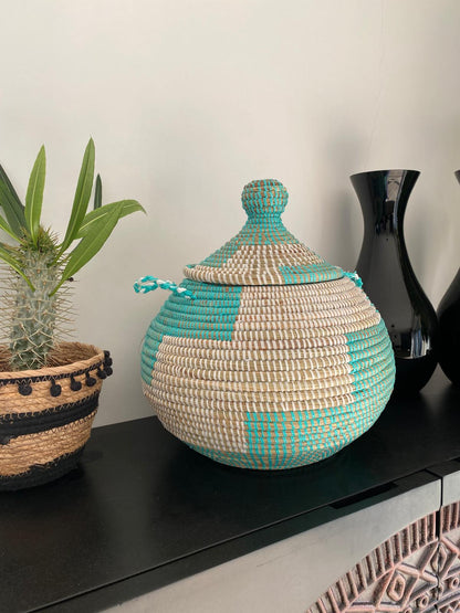 Bol turquoise opbergmand-handgemaakt