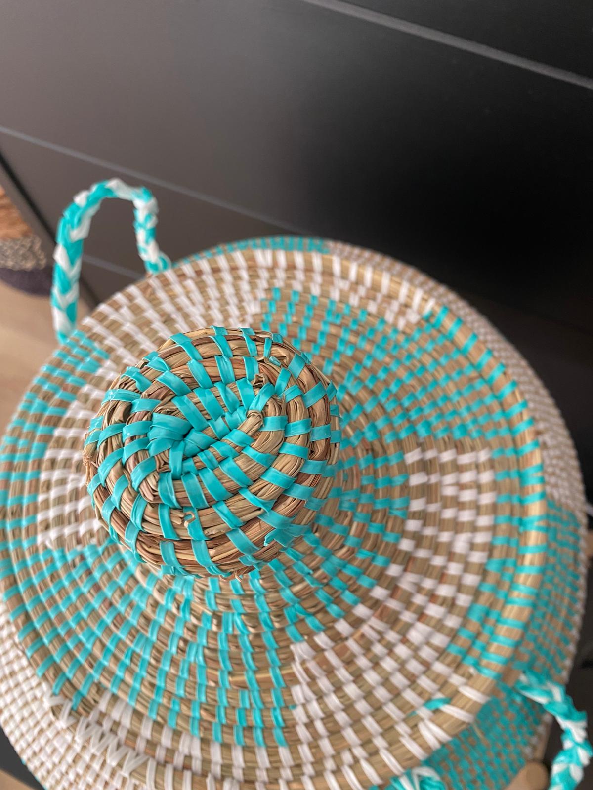 Bol turquoise opbergmand-handgemaakt