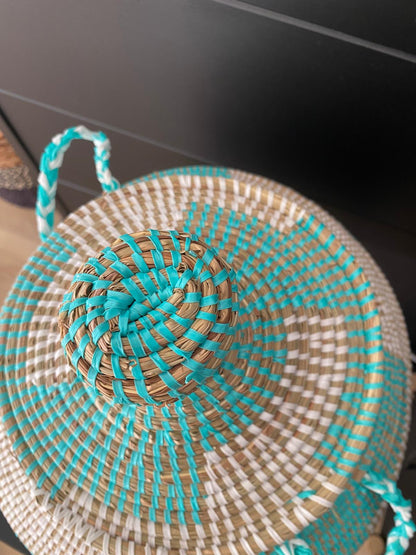 Bol turquoise opbergmand-handgemaakt