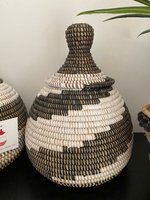 Dhah opbergmand bruin-wit met deksel