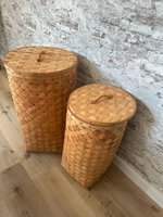 Set van 2 Houten Wasmanden – Opbergmanden met Deksel – Melvin