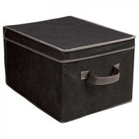 Opbergdoos zwart - Opbergmand met deksel - 40x30x24 cm - Opbergdoos