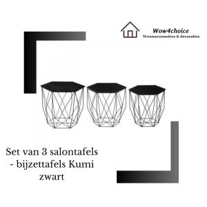 Set van 3 salontafels - bijzettafels  Kumi zwart