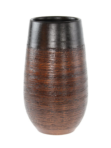 Grote keramische vaas, zwart bruin
