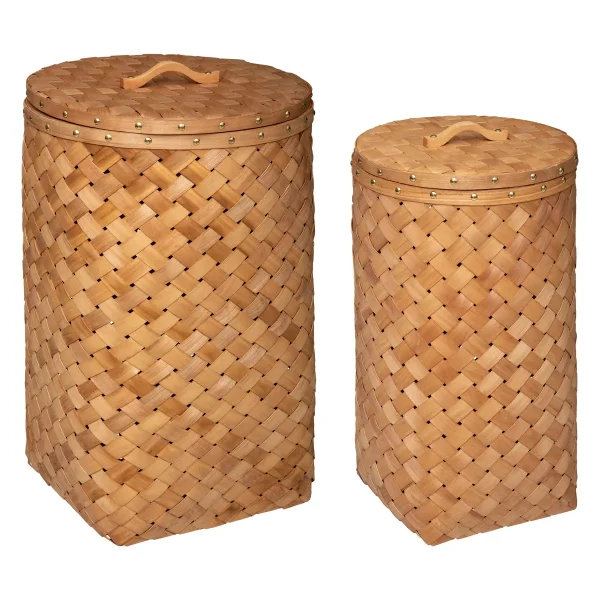 Set van 2 houten wasmanden Melvin/ opbergmanden